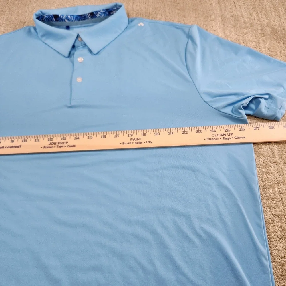 Scales Golf Polo Shirt Men XXL Performance Quick Dry 4 Way Stretch Blue Cooling - Picture 4 of 9
